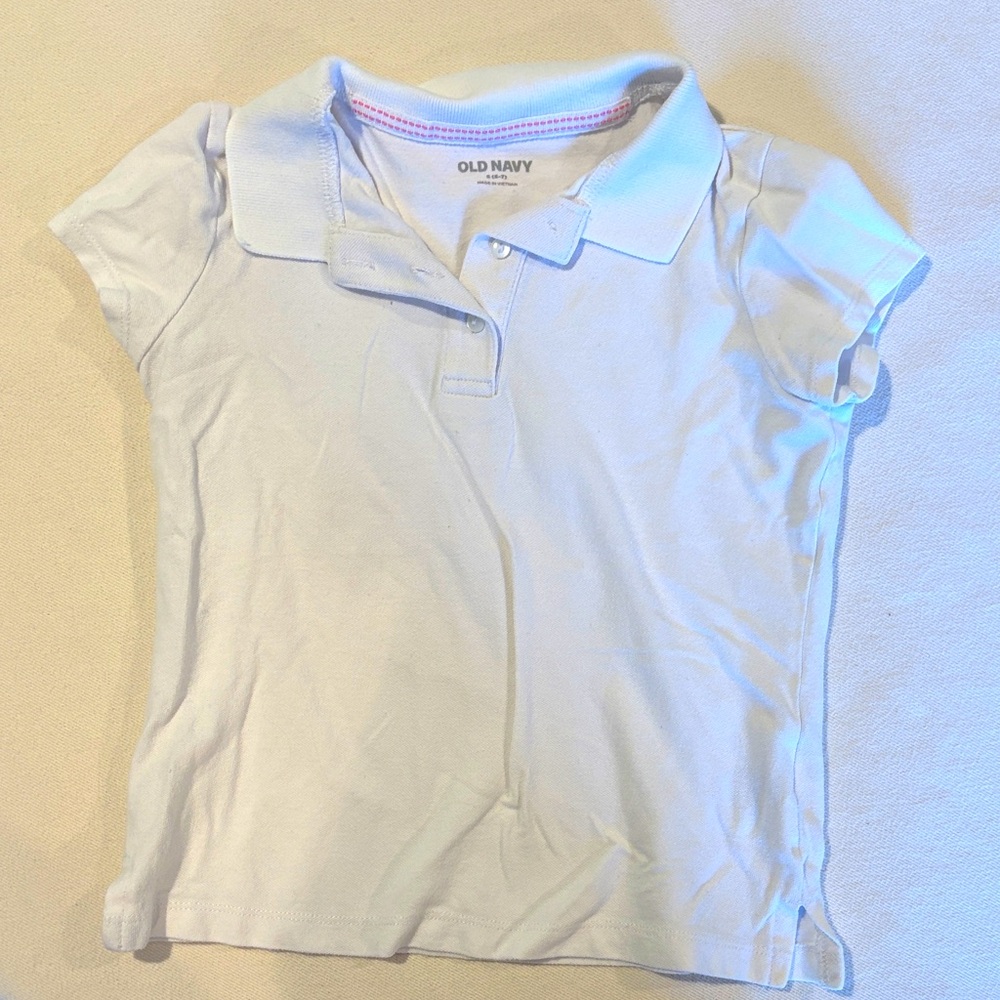 Old Navy Girls School Uniform Jersey-Knit White Polo Shirt